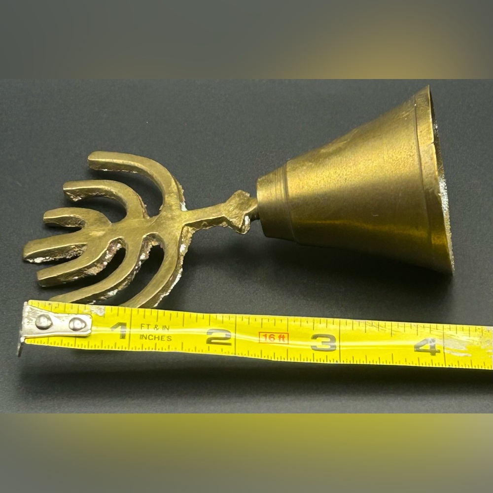 Small Vintage Solid Brass Menorah Bell 7 Candles - Picture 4 of 4